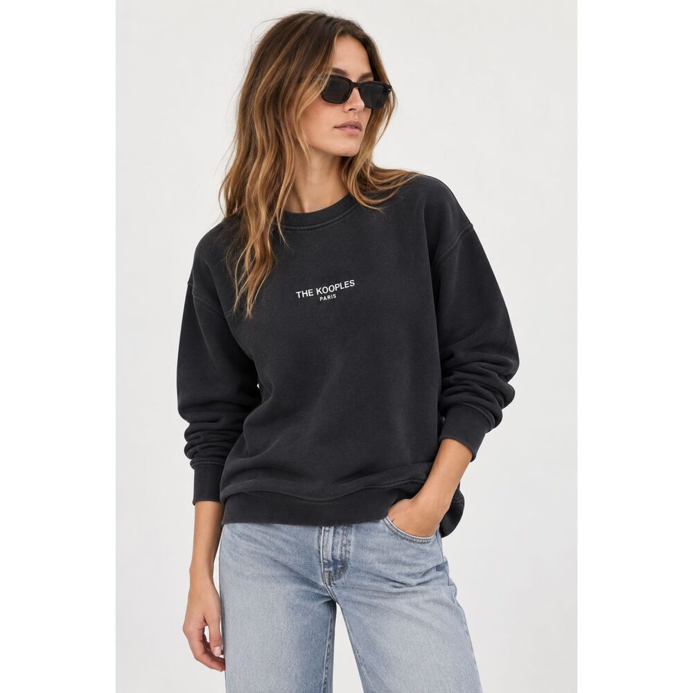 THE KOOPLES Crewneck Logo Sweatshirt Black Sz EU 2 (US Medium)